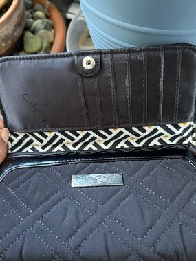 Vera Bradley Black Quilted Wallet with Geometric Trim